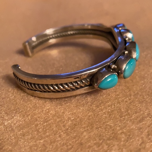 Sterling Silver and Turquoise Cuff Bracelet - Picture 2 of 4